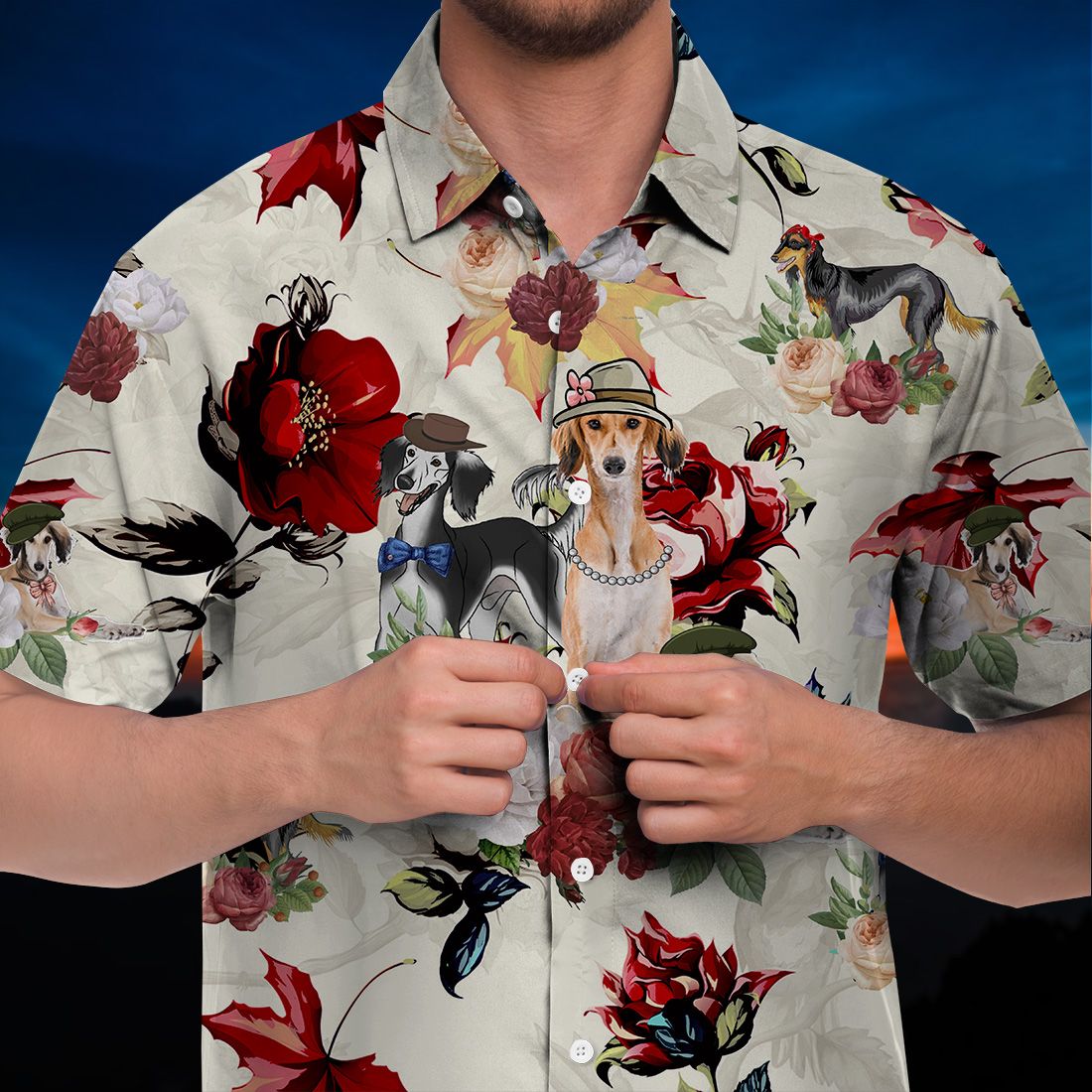 Saluki Hawaiian Shirt 90s Flower