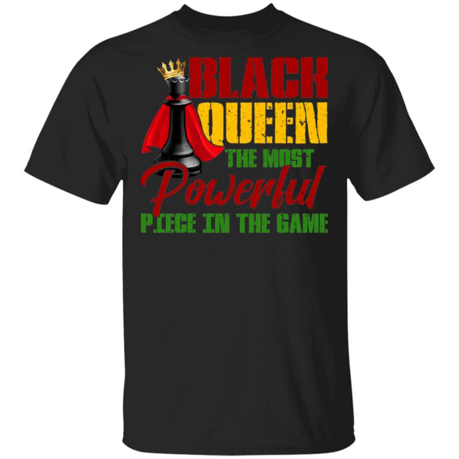 Chess Player Shirt Vintage Black Queen The Most Powerful Piece In The Game Cool Black History Month Queen Chess Player Lover Gifts T-Shirt