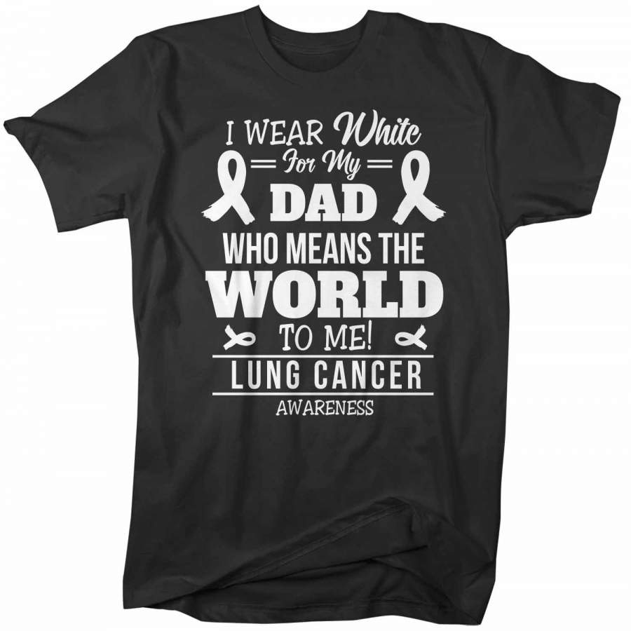 Men’s Personalized Lung Cancer T Shirt White Ribbon Shirts Custom Shirts Wear White Shirt Custom Shirt