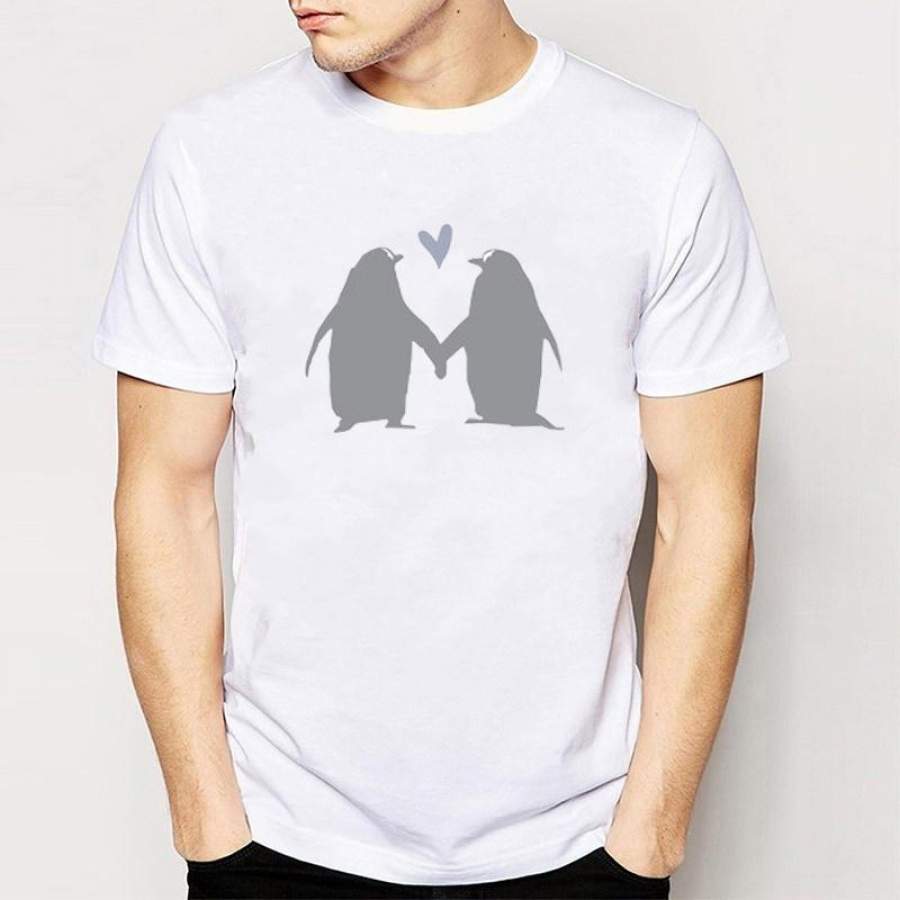 Summer Women Short Sleeve Couple Tops Penguin Printed T-shirt S-3XL