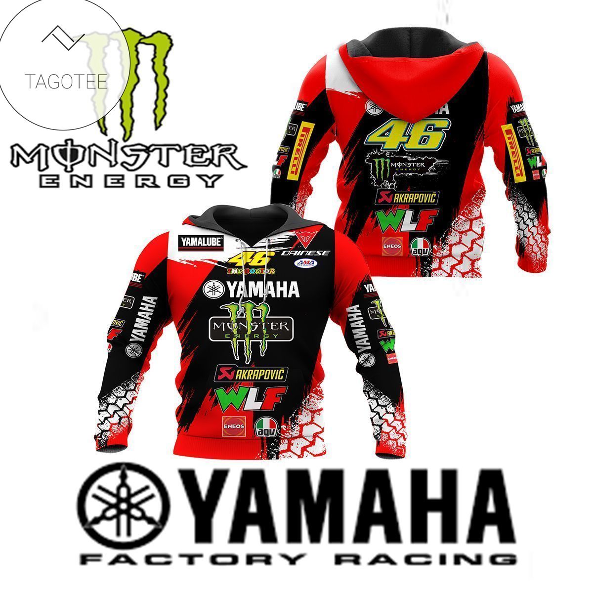 46 The Doctor Yamaha Monster Energy Akrapovic Red Hoodie