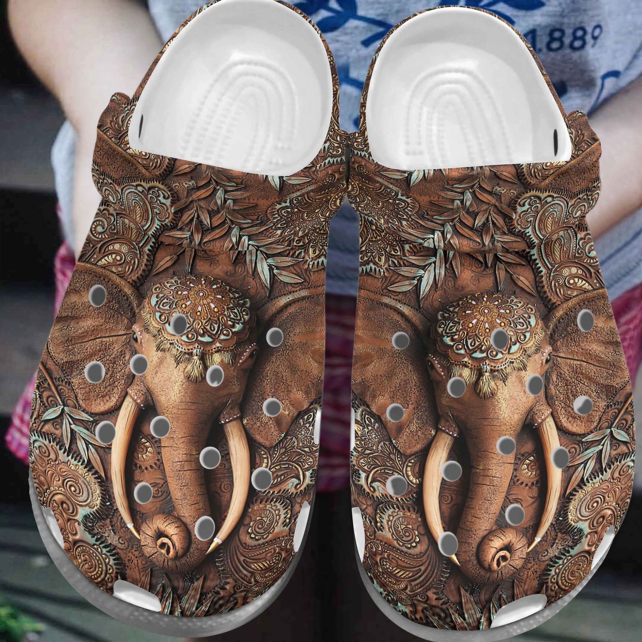 Elephant Personalized Clog, Custom Name, Text, Color, Number Fashion Style For Women, Men, Kid, Print 3D Carved Elephant Head