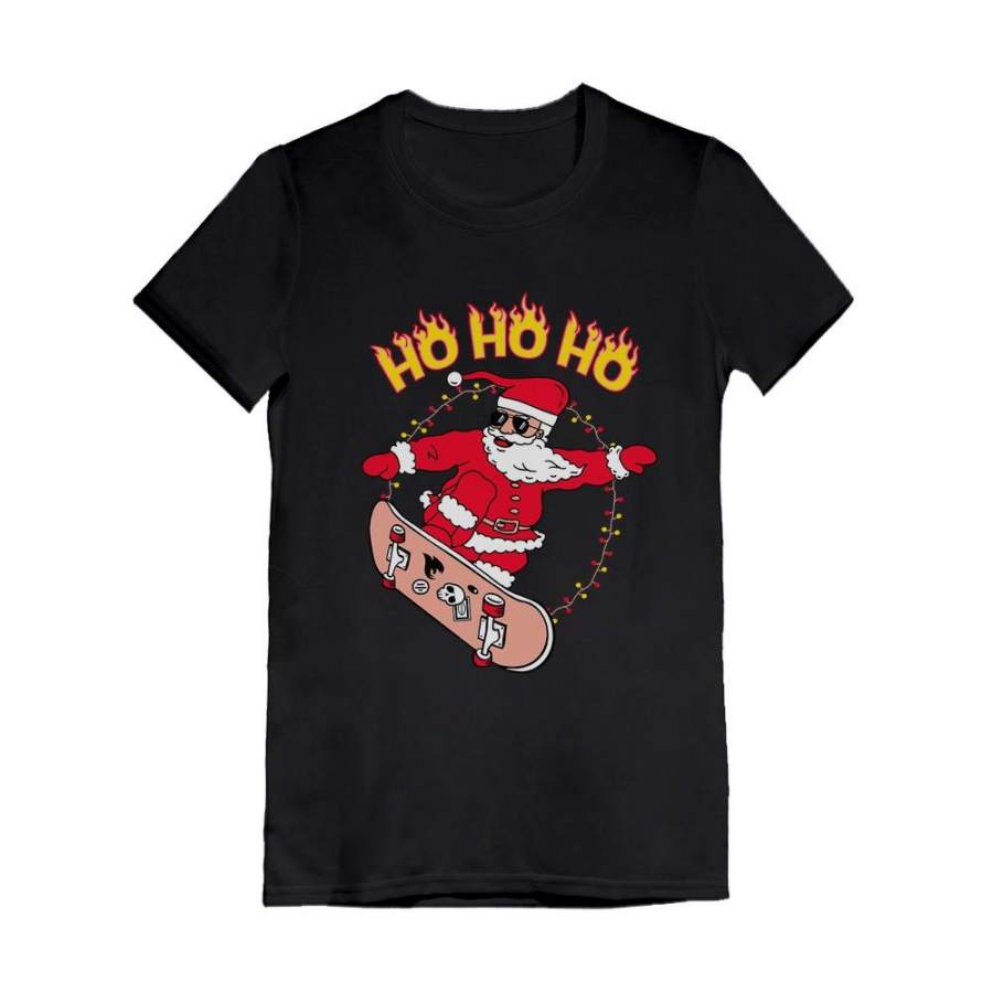 Skater Santa Ho Ho Ho Ugly Christmas Infant Girls’ Fitted T-Shirt