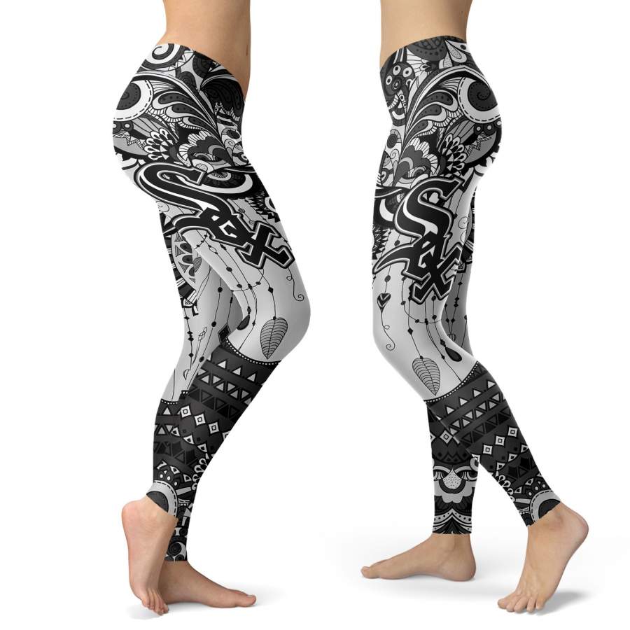 Boho Chicago White Sox Leggings With Fantastic Art