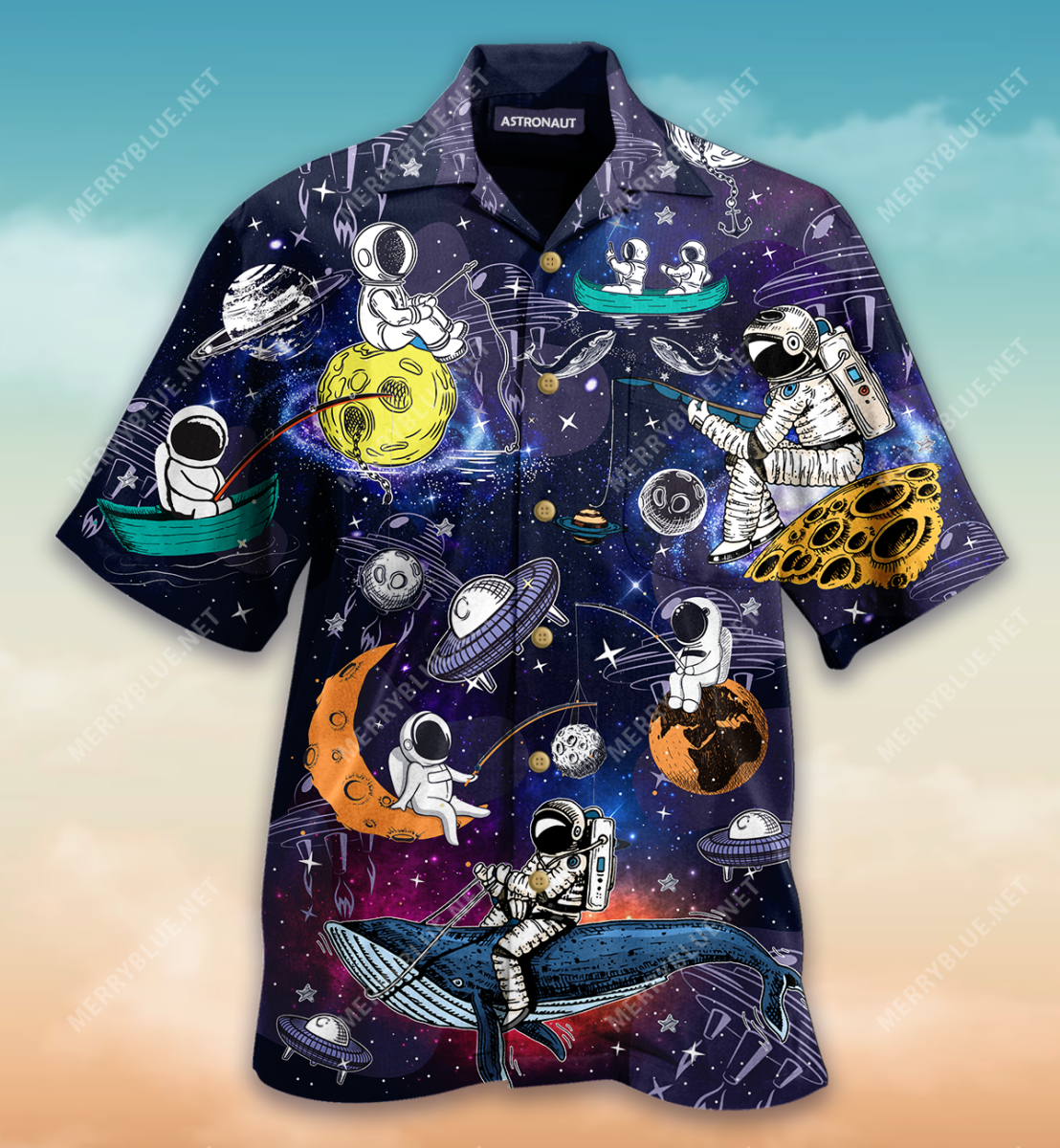 Astronaut Loves Fishing Hawaiian Shirt