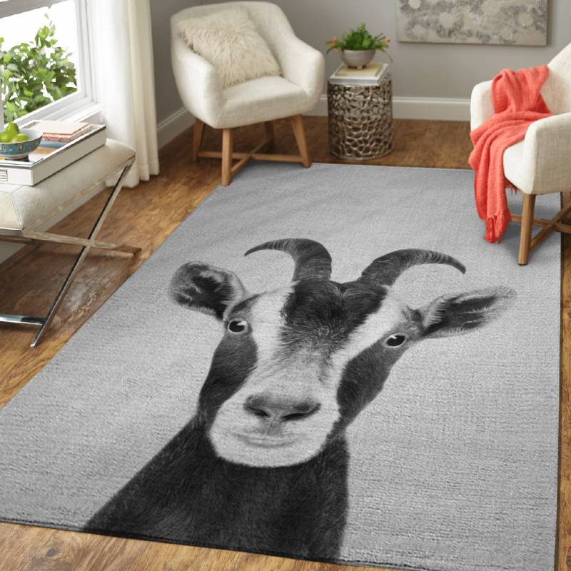 Goat BW – Animals Black & White Area Rug Carpet