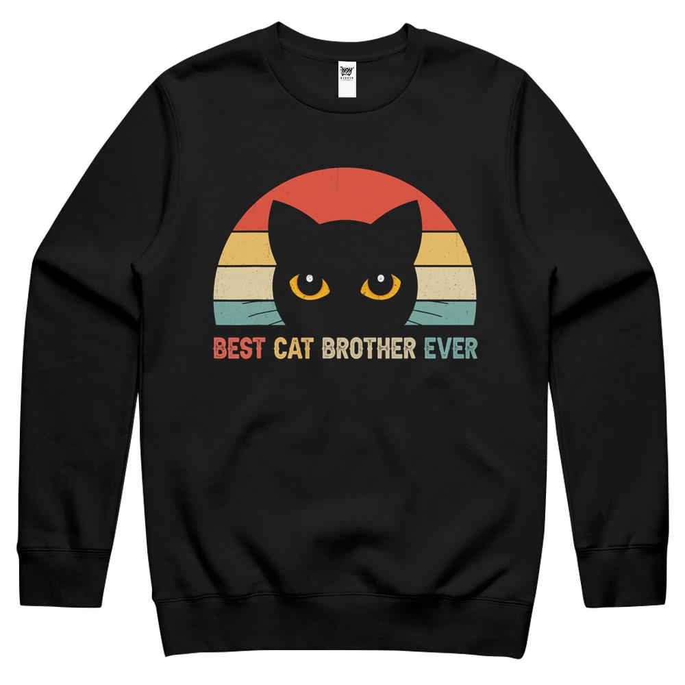 Vintage Best Cat Brother Ever Cat Lovers Gift Crewneck Sweatshirt