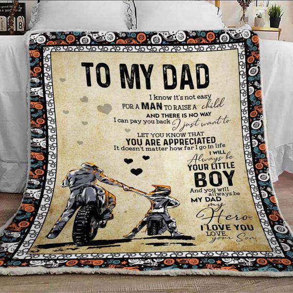 To My Dad Blanket, My Dad, My Hero, I Love You,Gift For Dad Home Decor Bedding Couch Sofa Soft And Comfy Cozy