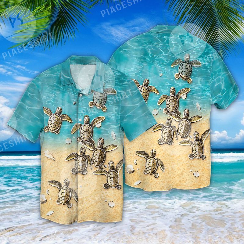 Turtle Journey Beach Ocean Nature 3D Full Print Hawaiian Shirt