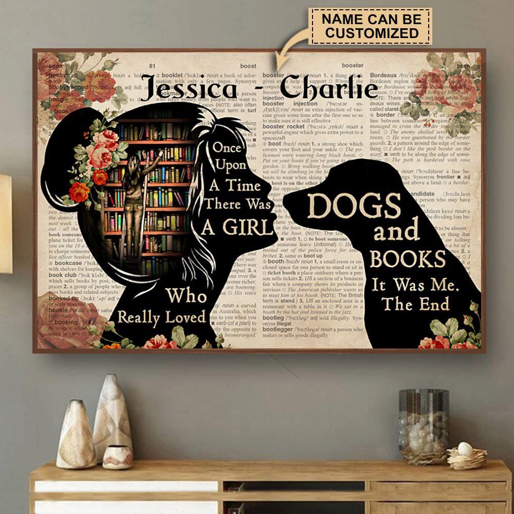 Aeticon Gifts Personalized Reading Once Upon A Time Loved Dogs And Books Canvas Mom Dad Gift Home Decor