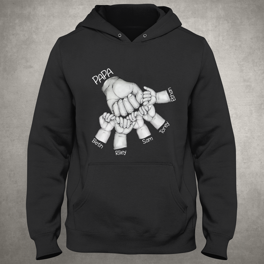 Papa And Grandkids Hands Art Hoodie