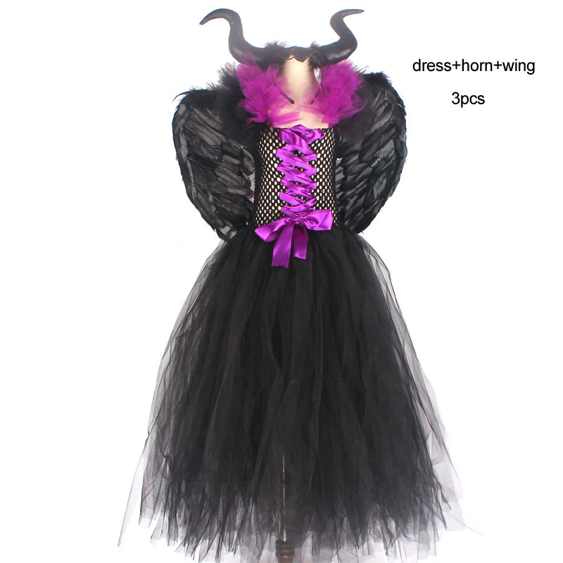 Baby Maleficent Halloween Dress Malefic Costume Outfit Evil Queen Carnival Costumes Masquerade Robe Gown Princess Dress Disguise alx