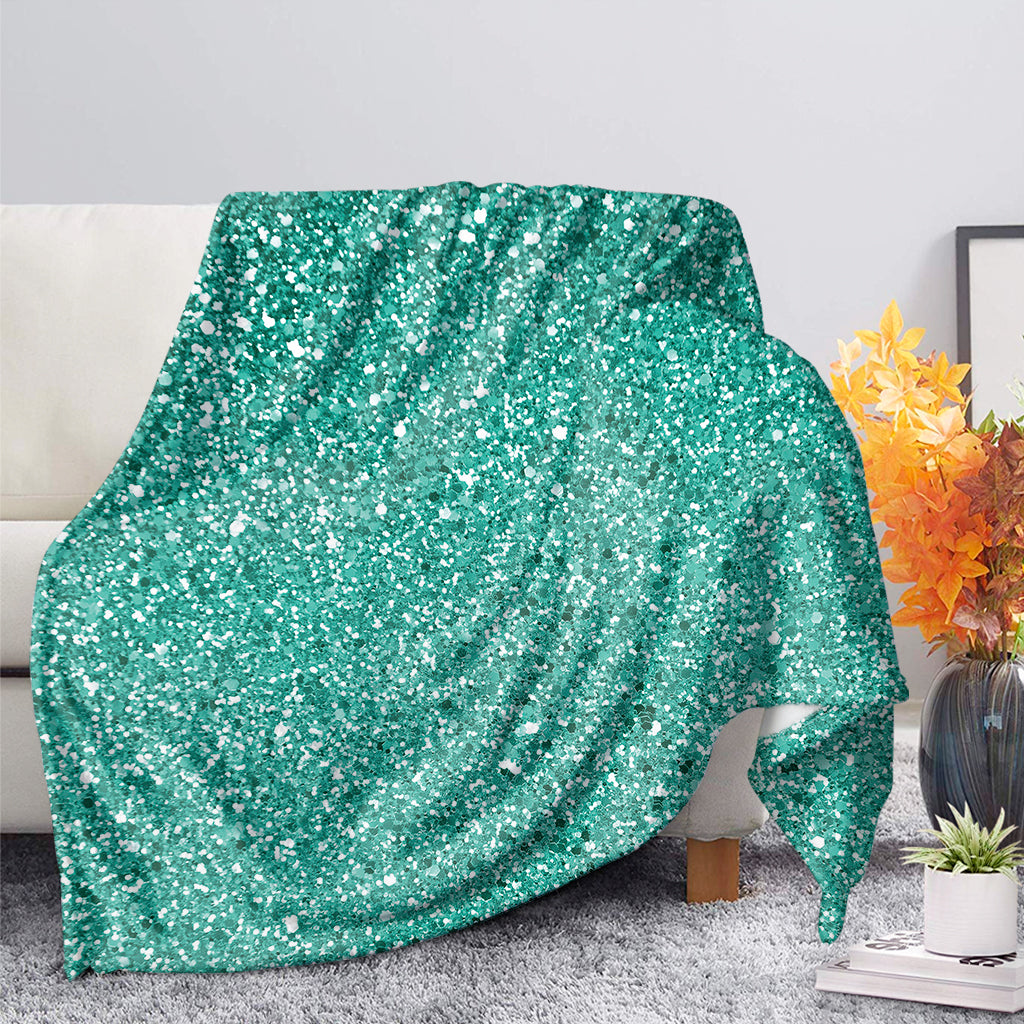 Teal Glitter Texture Print Blanket