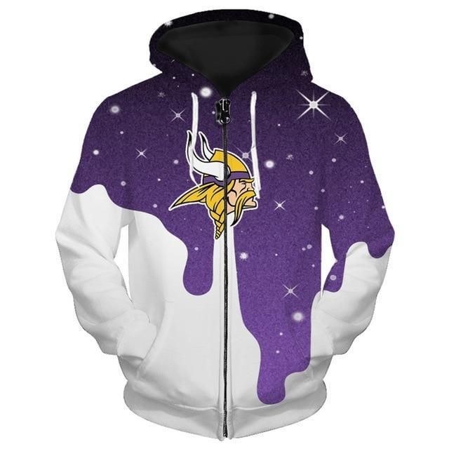 Football Fans Shirt Hoodie Minnesota Vikings 3D Zipper Hoodie