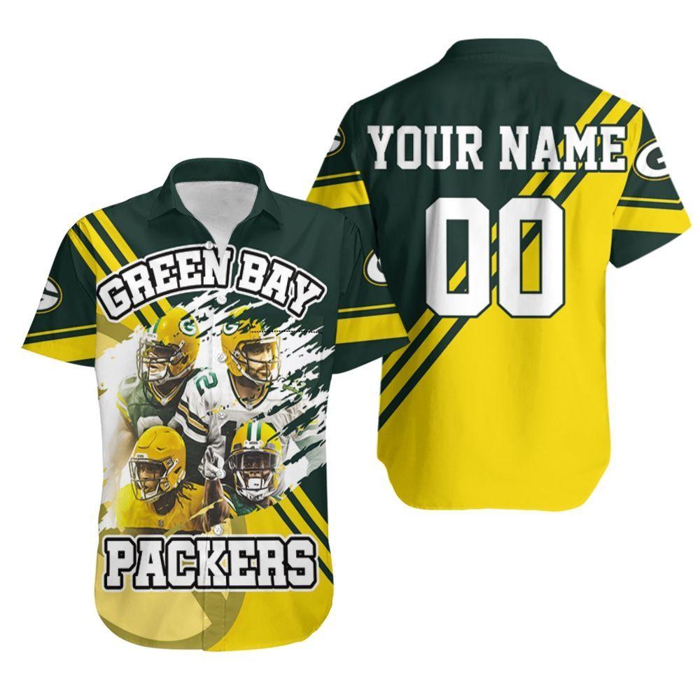 Beach Shirt Green Bay Packers Aaron Rodgers 12 Jimmy Graham 80 Aaron Jones 33 Davante Adams 17 For Fans Personalized Hawaiian Shirt