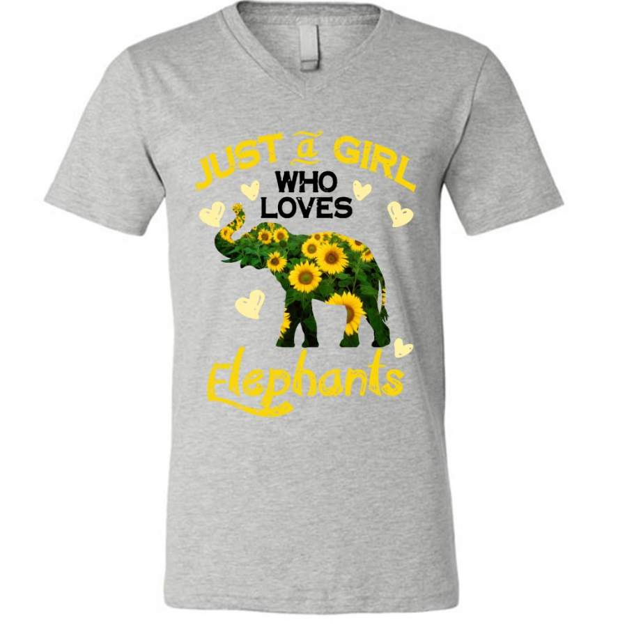 Just A Girl Who Loves Elephants (w) – Canvas Unisex V-Neck Shirt