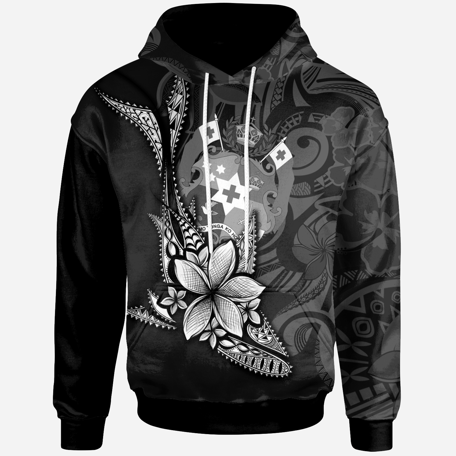 Tonga Custom Personalised Hoodie – Fish With Plumeria Flowers Style – BN01