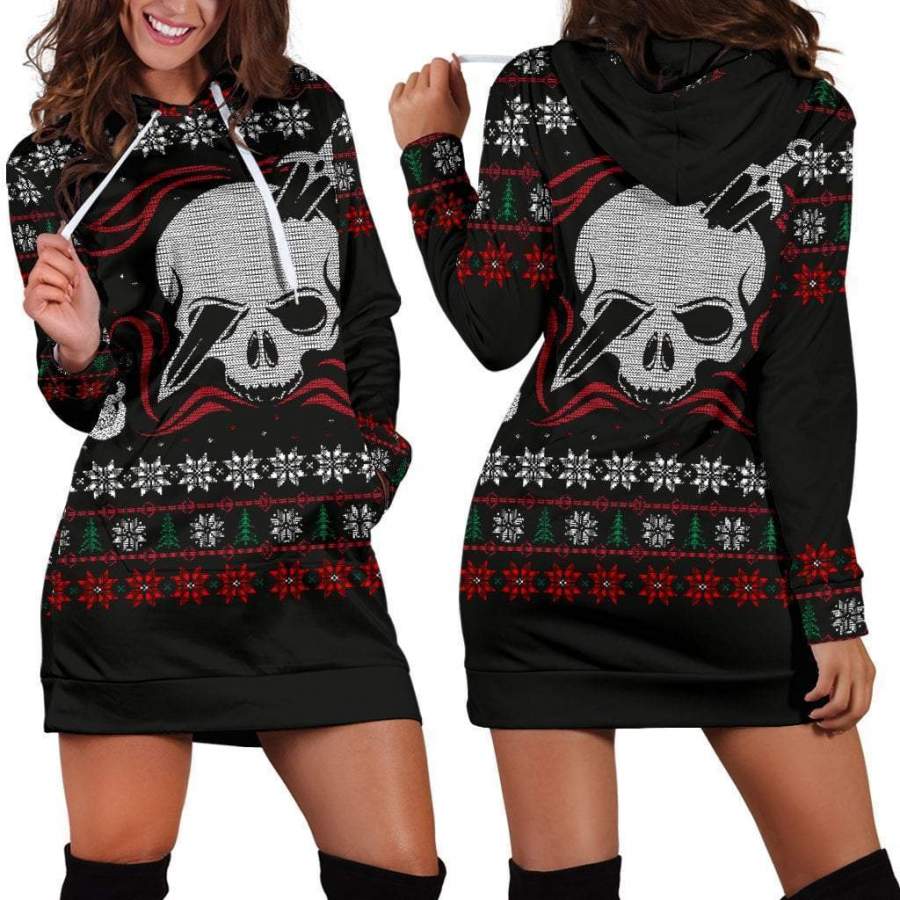 Skull Sword Ugly Christmas Hoodie Dress