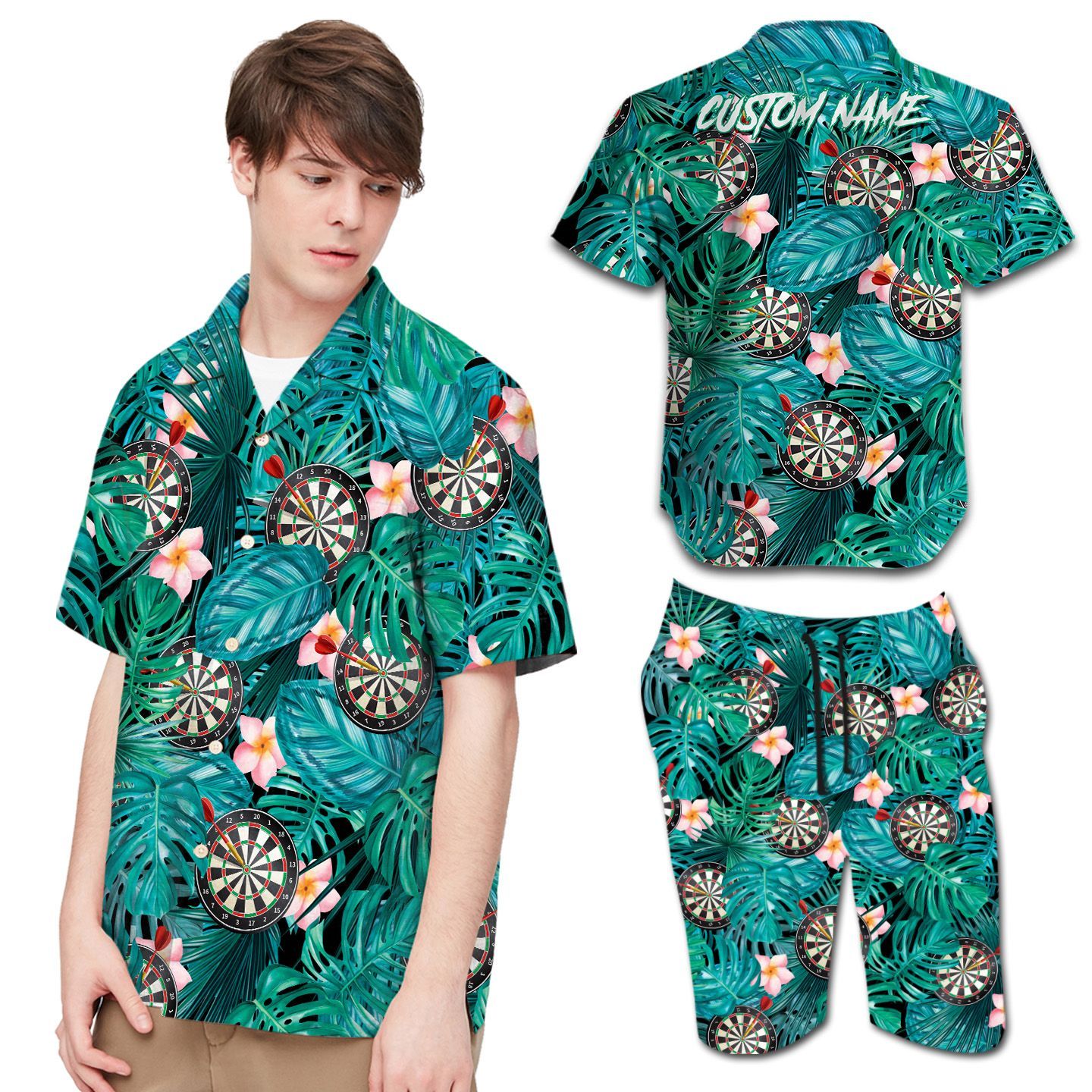 Darts Plumeria Tropical Leaves Custom Name Hawaii Shirt For Men In Daily Life Ha104772