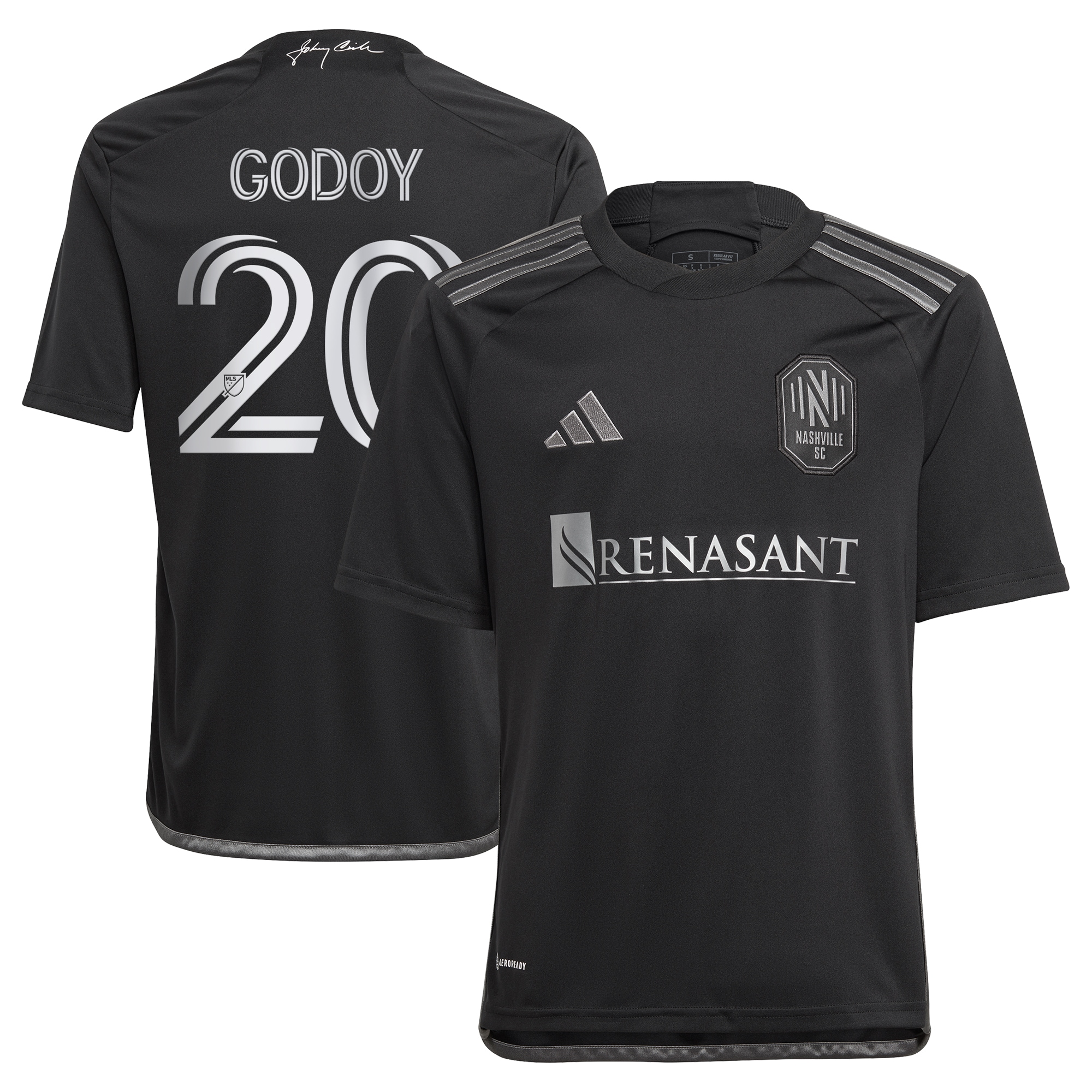 Anibal Godoy Nashville SC Youth 2023 Man In Black Kit Replica Player Jersey – Black