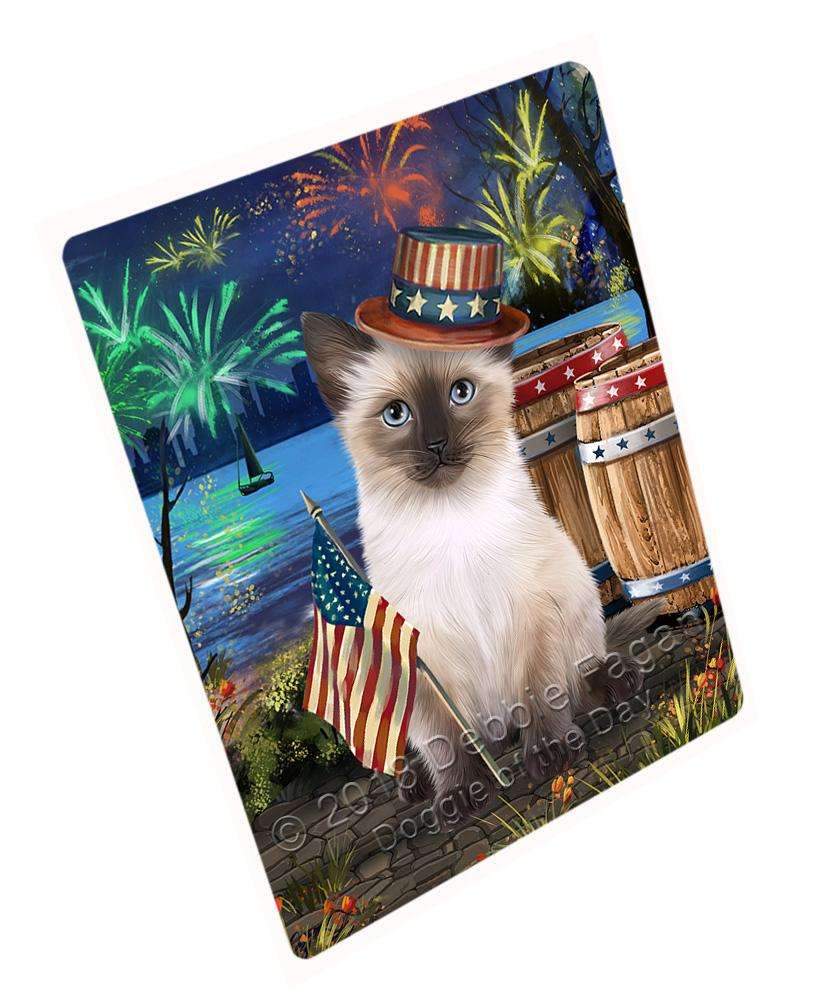 4Th Of July Independence Day Fireworks Siamese Cat At The Lake Blanket Blnkt77169