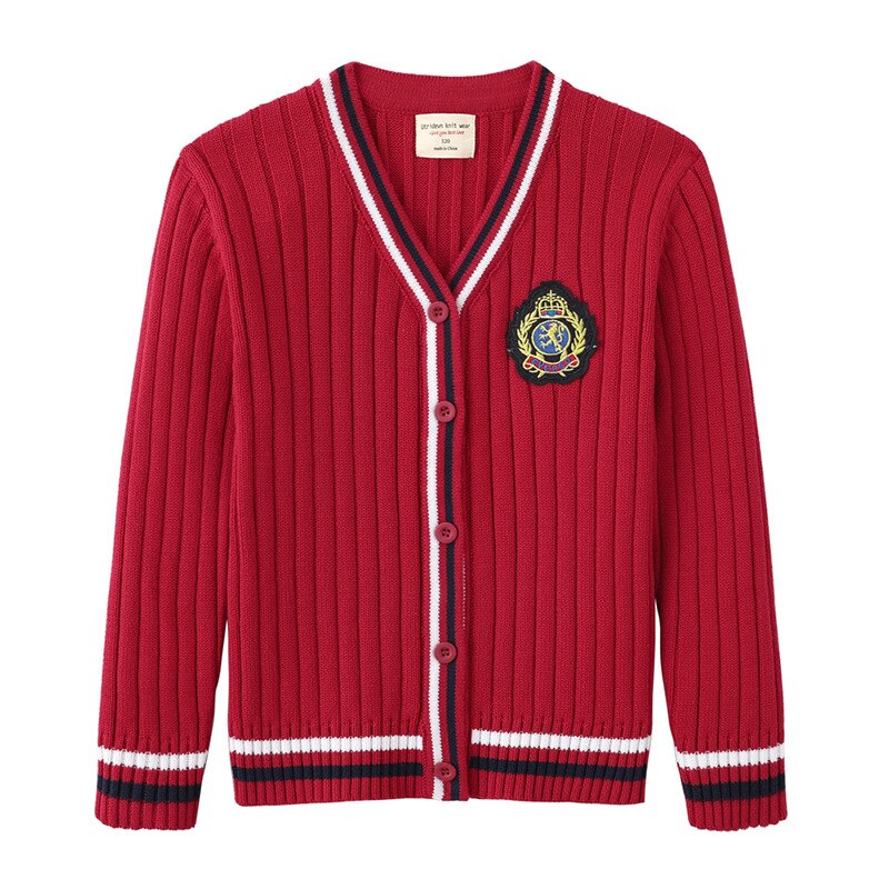 5-14 Yrs Red Unisex Girls Sweater Buttons Jacket Boy’s Coat Cardigan 5 6 8 9 10 12 14 Years Old Kid’s Clothes OBC225135 alx