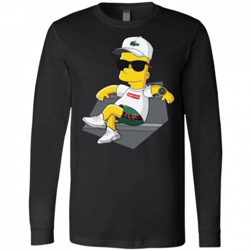 Bart Simpson With Lacoste Hat Yeezy Shoes Gucci Snake Short Long Sleeve