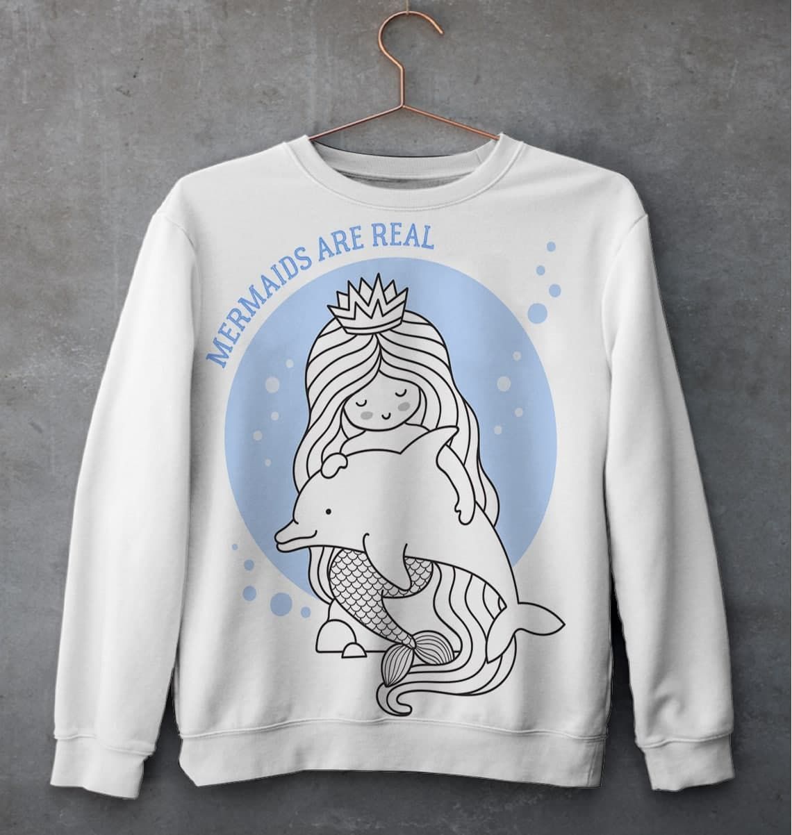 Mermaid – Dolphin Unisex All Over Print Cotton Sweatshirt