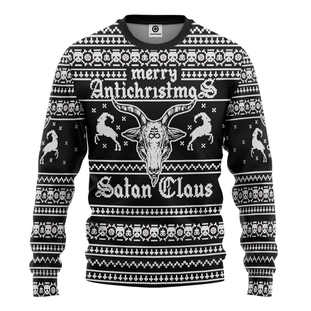 3D Antichristmas Satan Claus Ugly Christmas Sweater Custom Sweatshirt Apparel