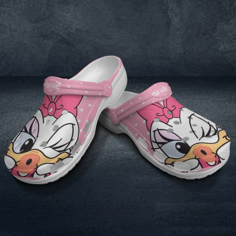 Personalized Daisy Duck Polka Dots Crocs Crocband Clogs, Comfy Footwear 2