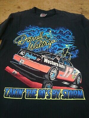 Vintage Nascar 1990’s T-shirt Black/. Darrell Lee Waltrip Rare Vintage 4776