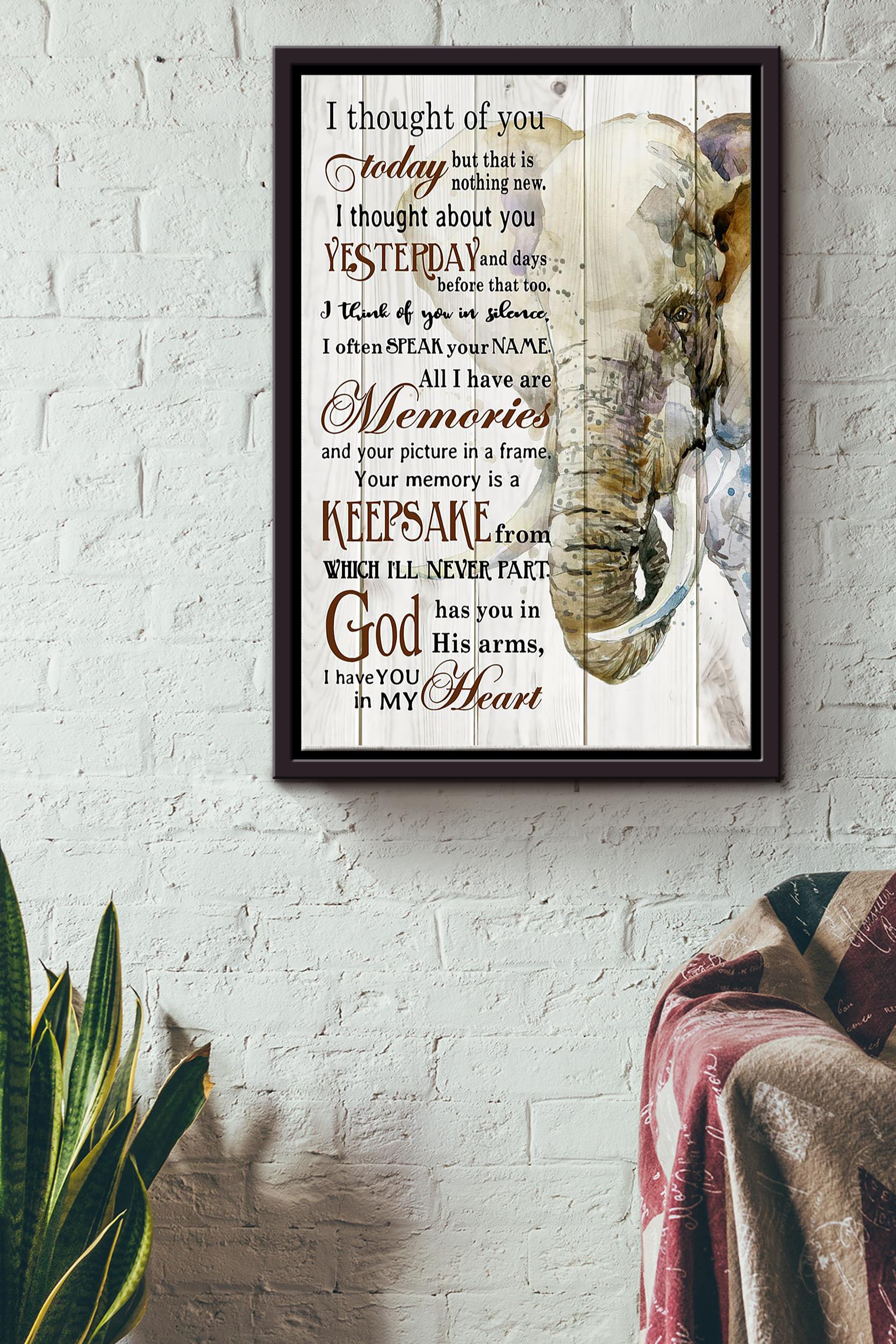 I Thought Of You Today Elephant Watercolor Art Poster Poster