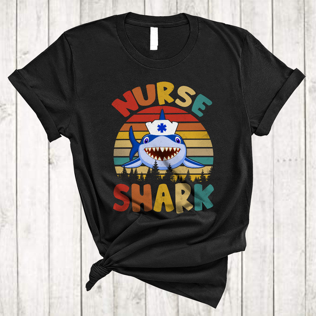 Vintage Retro Nurse Shark Funny Shark Nursing Lover Matching Nurse Group Gifts T-Shirt