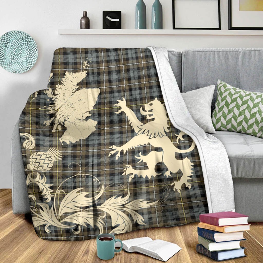 Tartan Blanket Campbell Argyll Weathered Tartan Scotland Lion Thistle Map Plaid Blanket