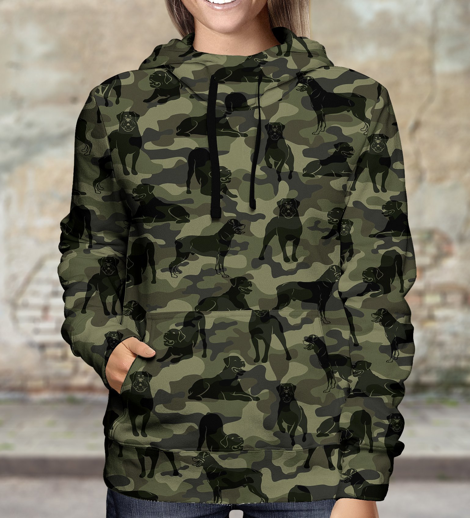 Street Style With Rottweiler Camo Hoodie V1