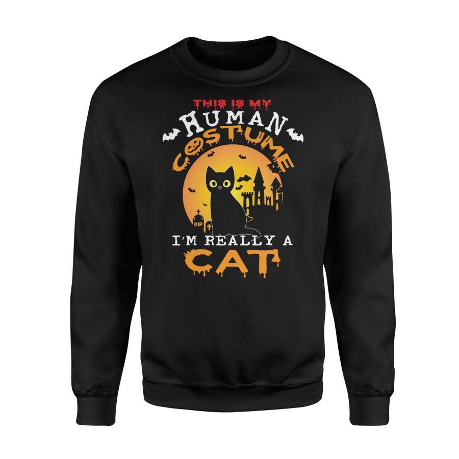 This Is My Human Costume I’m Really A Cat Halloween Sweatshirt