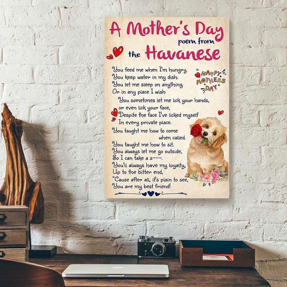 Canvas Art Prints A Mother’S Day Poem From The Havanese Vertical Canvas Wall Art Appealing Living Room Bedroom Bathroom Home Decoration