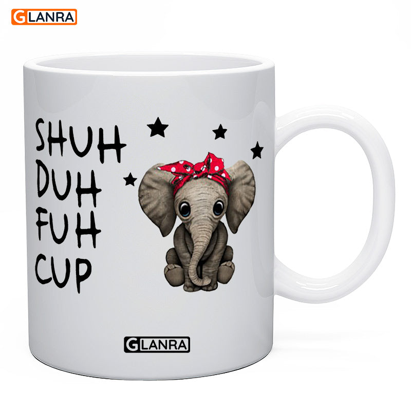 Shuh Duh Fuh Cup Mug, Elephant With Bandana Mug, Elephant Lover Mug, Elephant Gift, Animal Lover Mug, Gift For Birthday