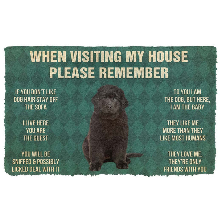 Waybackapparel Please Remember Newfoundland Puppy Dogs House Rules Custom 3D Doormat