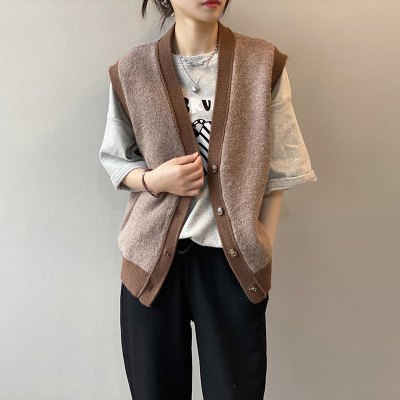 Autumn Winter Female Vintage Sweater Vest Solid Soft Sweater for Women Fashion Loose Sleeveless Knitted Vest Sweaters Tops 16827 alx