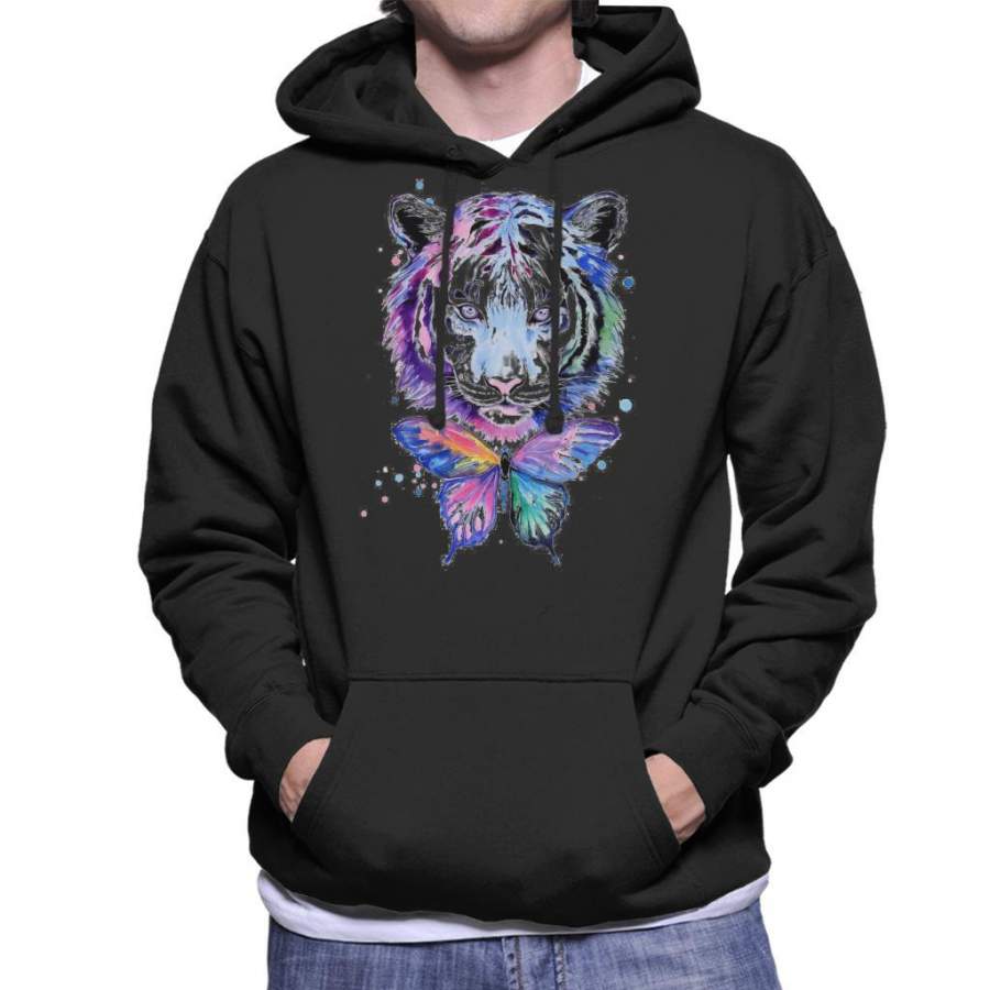 Watercolour Tiger And Butterfly Men’s Hooded Sweatshirt