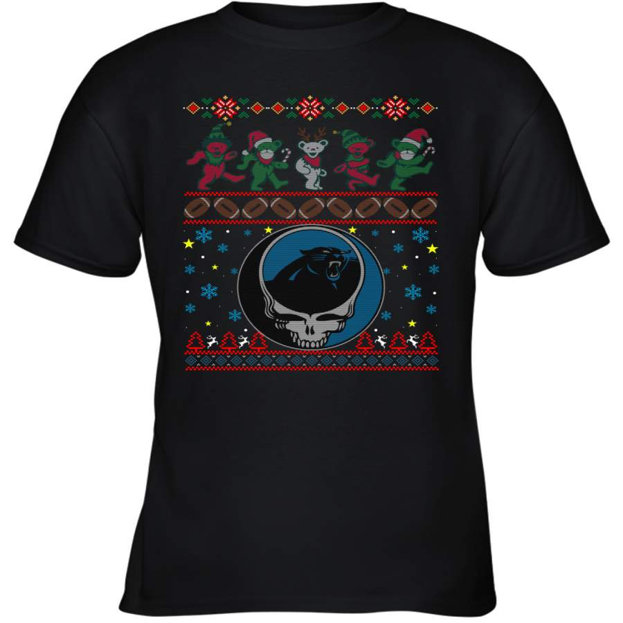 Carolina Panthers Christmas Grateful Dead Jingle Bears Football Ugly Sweatshirt Kid’s T-Shirt