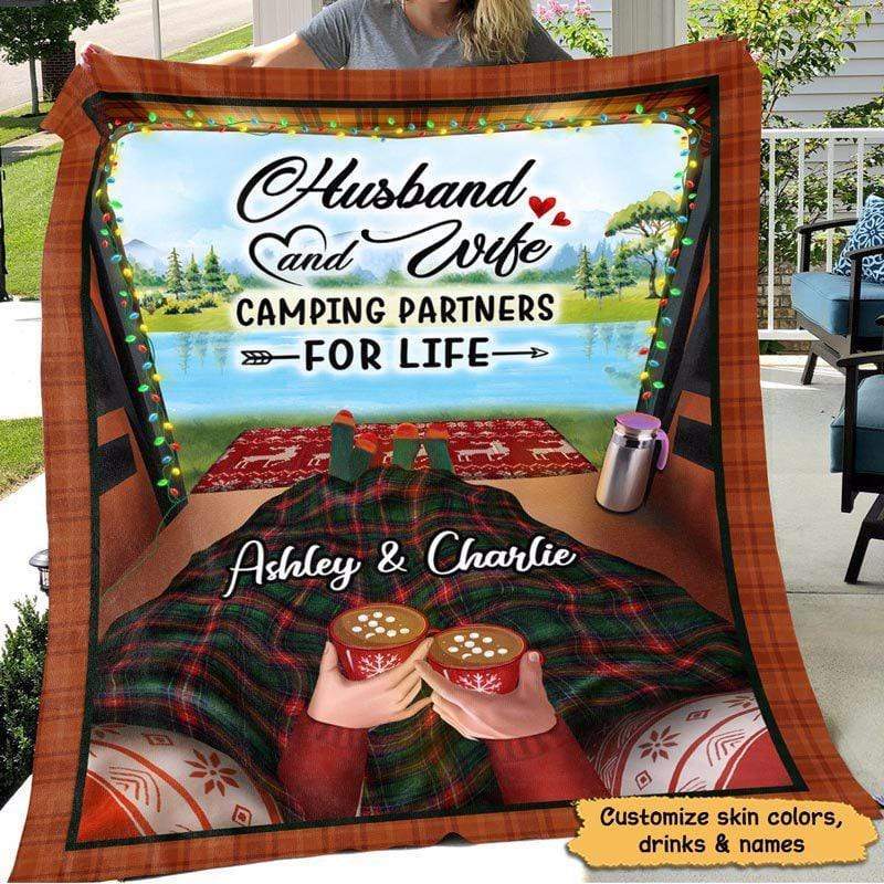 Camping Partners Husband Wife Personalized Fleece Blanket Corethermax 0871