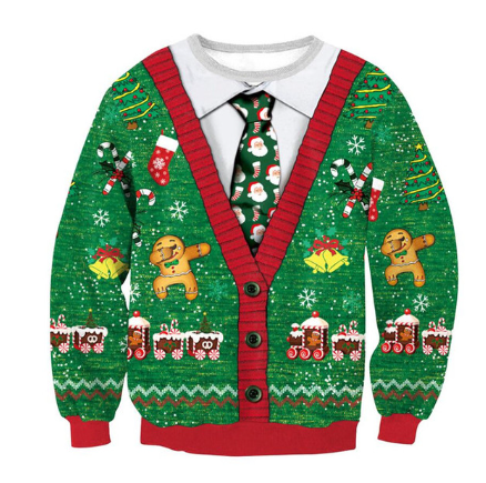 2022 Autumn Winter Ugly Christmas Sweater For Gift Santa Elf Funny 3D Printing Pullover Women And Men Sweaters Tops Clothing alx