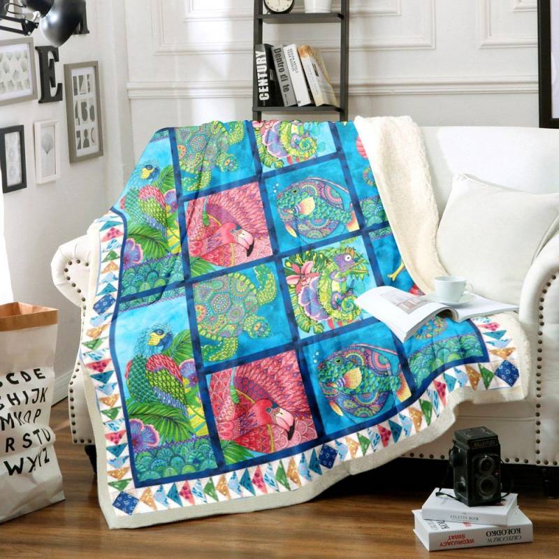 Tropical Animals HM2111156TT Sherpa Fleece Blanket