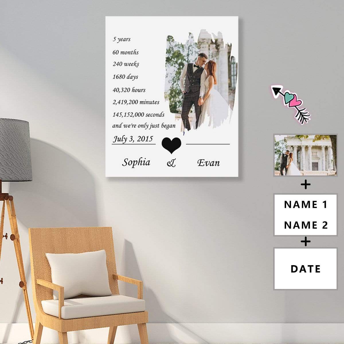 Custom Photo&Date&Name Loving Couple Poster