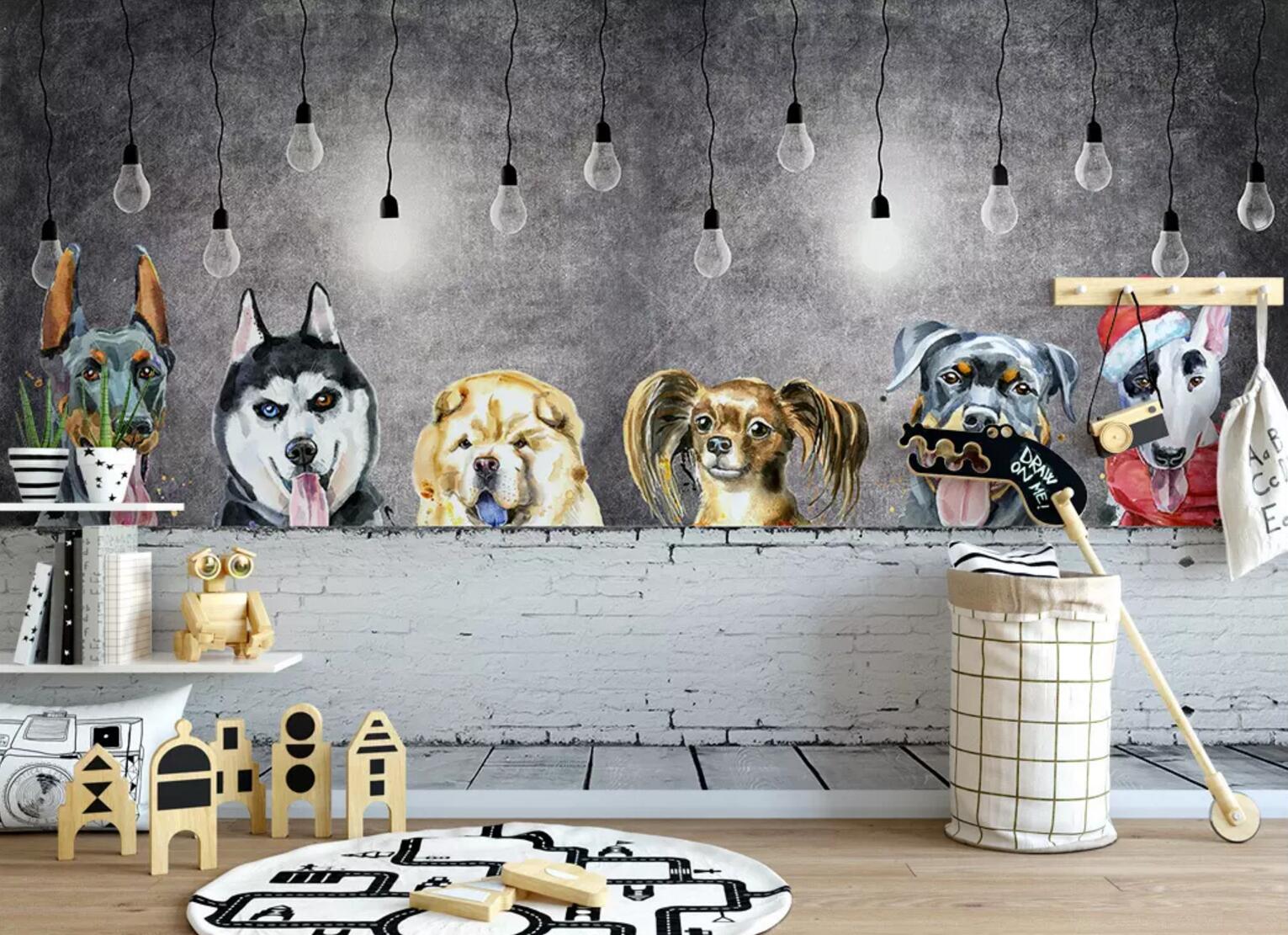 3D Animal Dog Background Wall Mural Wallpaper 167