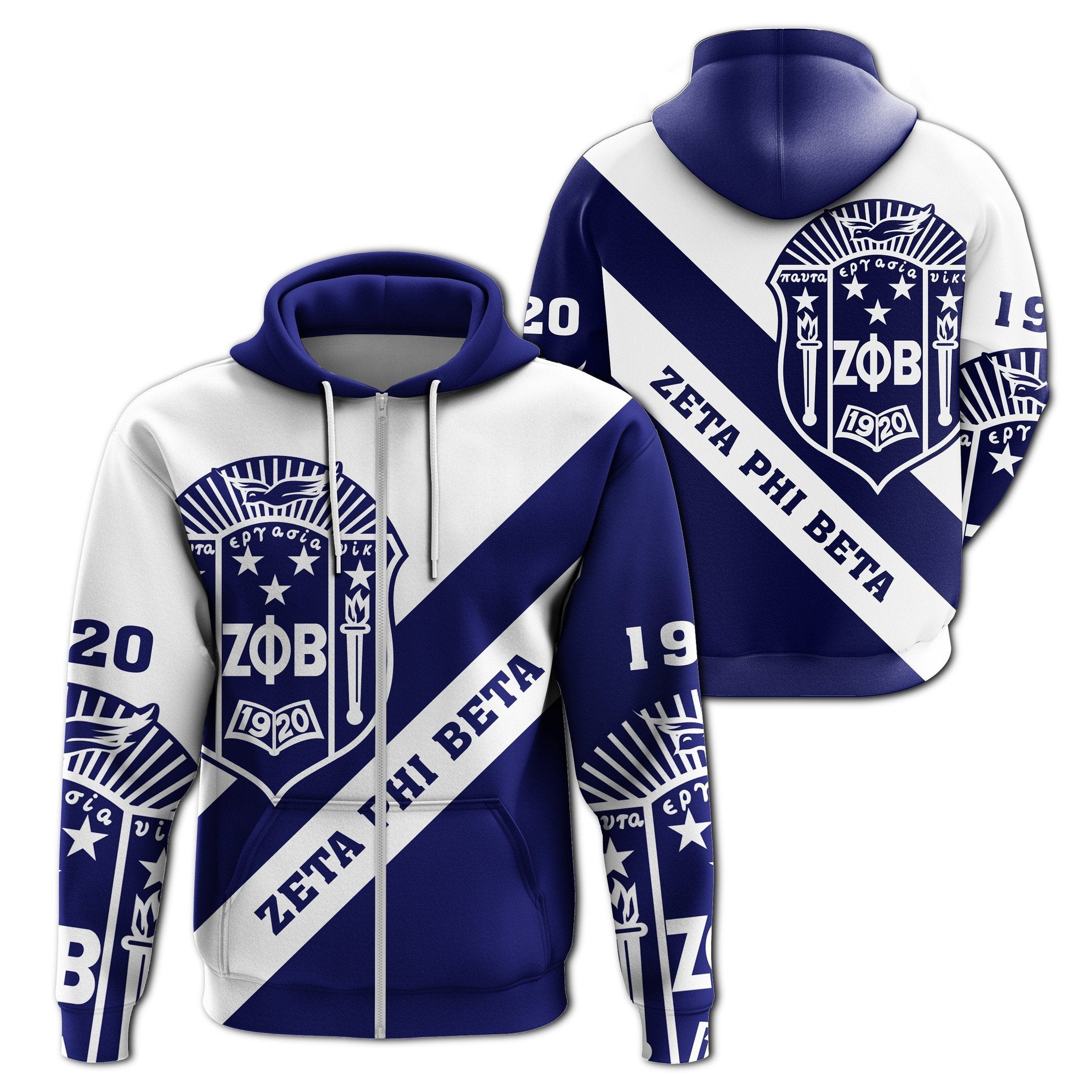 Sorority Hoodie – Zeta Phi Beta Zip Hoodie Tech Style