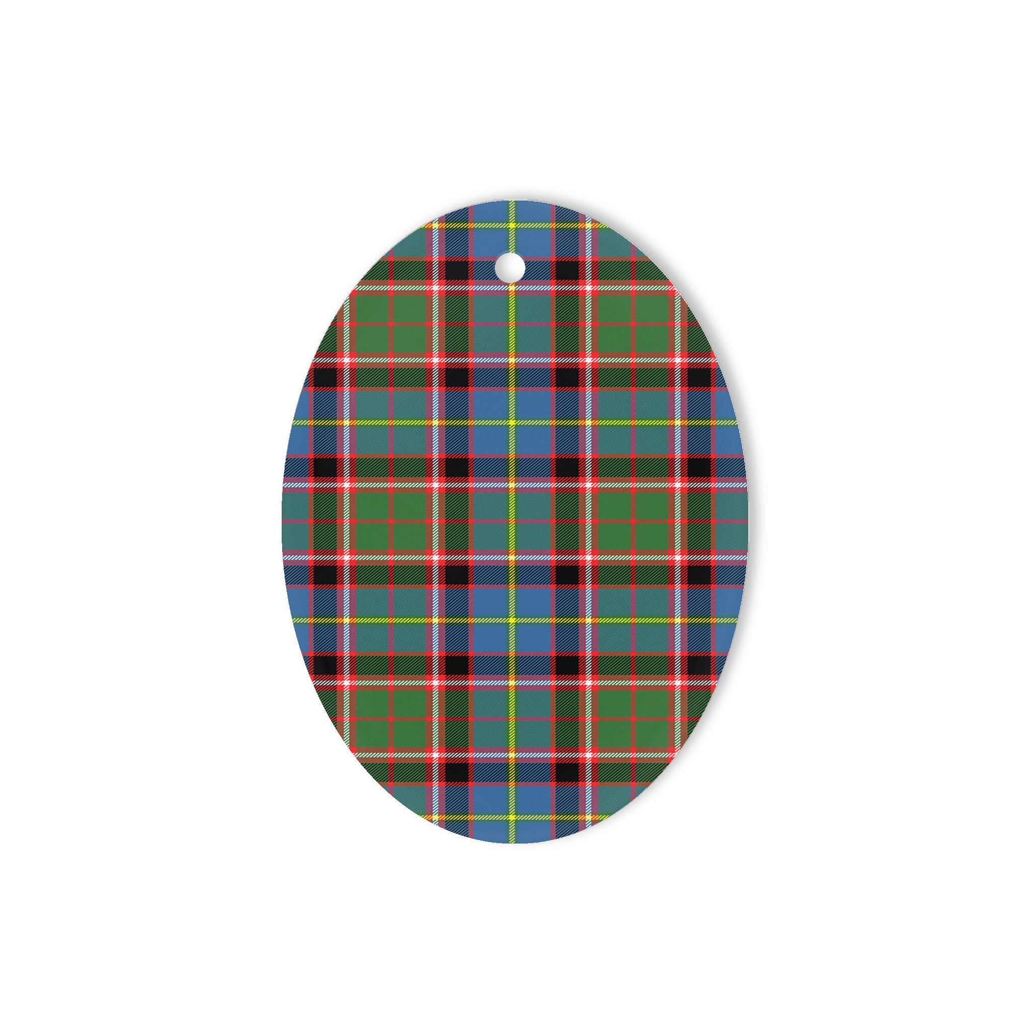 Stirling Tartan Oval Ornaments, Christmas Tree Ornament, Plaid Christmas Ornaments, Ceramic Oval Christmas Tree Decoration