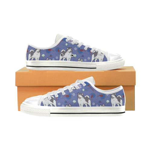 Alaskan Malamute Flower White Women’s Classic Canvas Shoes